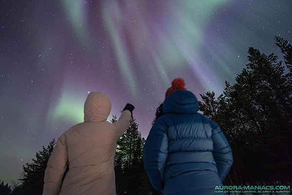 A l'est de Muonio (Laponie Finlandaise), aurore boréale dansante, d'intensité moyen