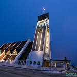 Eglise d'Hammerfest pendant la nuit polaire, 11h50