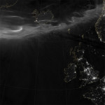 Aurores au dessus de l'Europe photographiées en infrarouge - nuit du 6 mars 2016 © NASA Earth Observatory