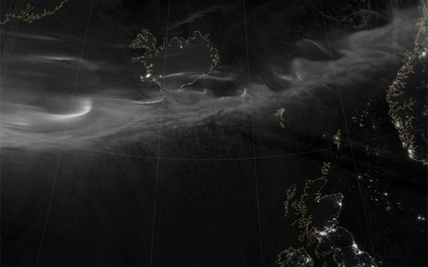 Photo satellite des aurores de la nuit du 6 mars 2016